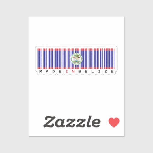 Made in Belize Barcode Flag Sticker (Vel)