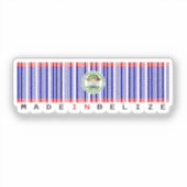 Made in Belize Barcode Flag Sticker (Voorkant)