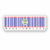 Made in Belize Streepjescode Vlag Sticker (Voorkant)
