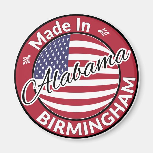 Made in Birmingham Alabama Stars and Stripes Flag Magneet (Voorkant)