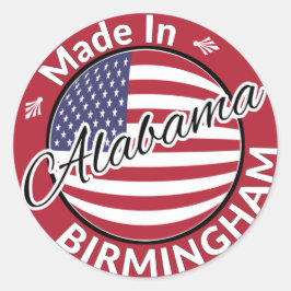 Made in Birmingham Alabama Stars and Stripes Flag Ronde Sticker