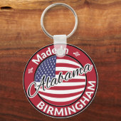 Made in Birmingham Alabama Stars and Stripes Flag Sleutelhanger (Voorkant)