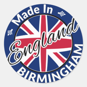 Made in Birmingham England Union Jack Flag Ronde Sticker