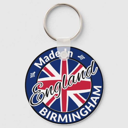 Made in Birmingham England Union Jack Flag Sleutelhanger (Voorkant)