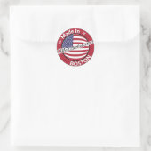 Made in Boston Massachusetts USA Flag Ronde Sticker (Tas)