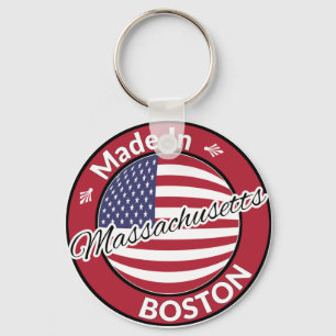Made in Boston Massachusetts USA Flag Sleutelhanger