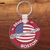 Made in Boston Massachusetts USA Flag Sleutelhanger (Voorkant)