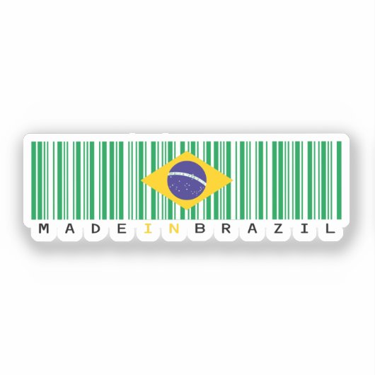 Made in Brazil Barcode Flag Sticker (Voorkant)