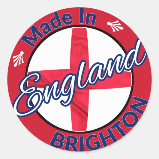 Made in Brighton England St George Flag Ronde Sticker (Voorkant)