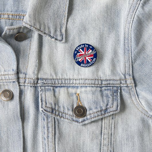 Made in Brighton England Union Jack Flag Ronde Button 3,2 Cm (In situ)