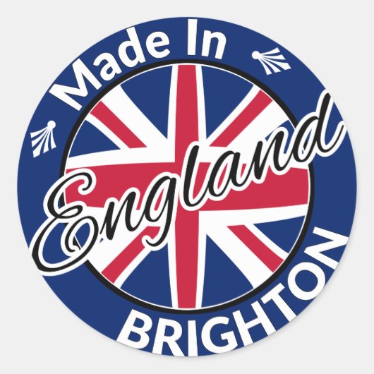 Made in Brighton England Union Jack Flag Ronde Sticker (Voorkant)