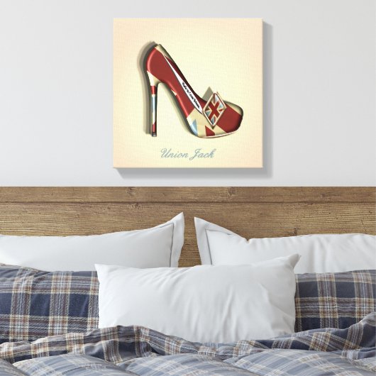 Made in Britain Union Jack Stiletto Shoe Canvas Afdruk (Insitu (Slaapkamer))