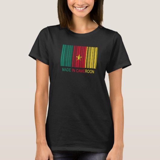 Made in Cameroon Flag Barcode T-shirt (Voorkant)
