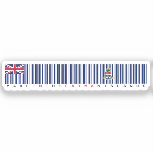Made in Cayman Islands Barcode Flag Sticker (Voorkant)