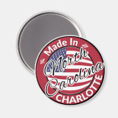 Made in Charlotte North Carolina USA Flag Magneet (Voorkant / Achterkant)