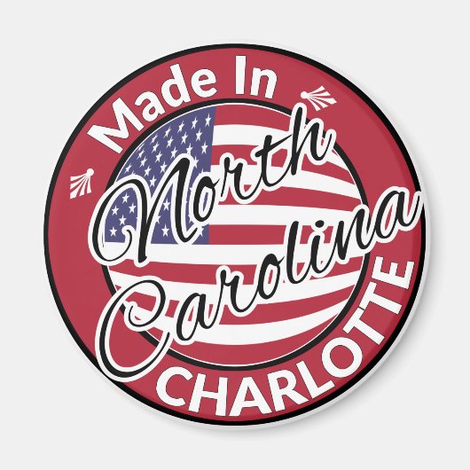 Made in Charlotte North Carolina USA Flag Magneet (Voorkant)