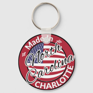 Made in Charlotte North Carolina USA Flag Sleutelhanger