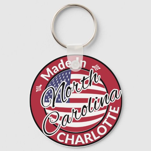 Made in Charlotte North Carolina USA Flag Sleutelhanger (Voorkant)