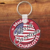 Made in Charlotte North Carolina USA Flag Sleutelhanger (Voorkant)