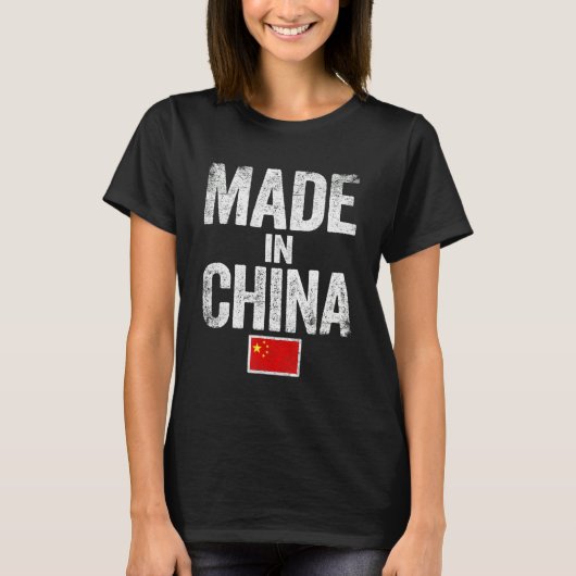 Made in China Retro I Love Chinese China Flag T-shirt (Voorkant)