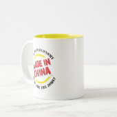 Made in China Tweekleurige Koffiemok (Voorkant links)
