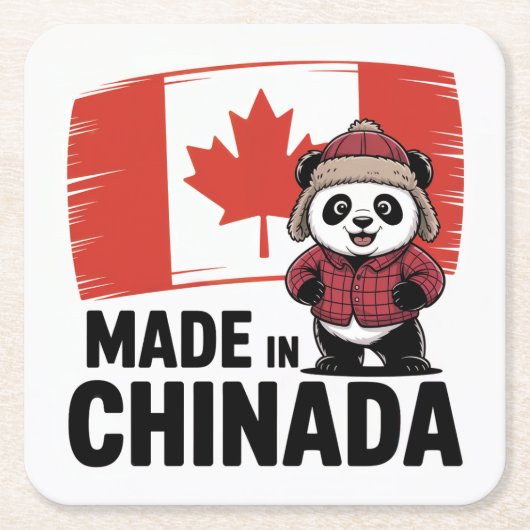 Made in Chinada Panda – Chinese Canadian Kartonnen Onderzetters (Voorkant)