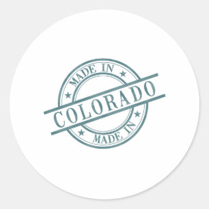 Made in Colorado Green Round Rubber Stamp Logo Ronde Sticker