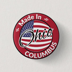 Made in Columbus Ohio United States Flag Ronde Button 3,2 Cm