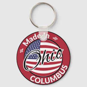 Made in Columbus Ohio United States Flag Sleutelhanger
