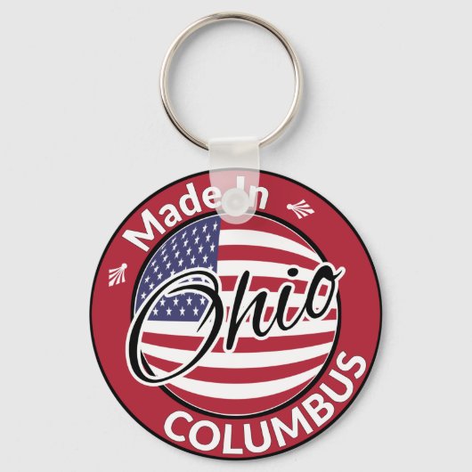 Made in Columbus Ohio United States Flag Sleutelhanger (Voorkant)