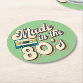 Made in de 80 Retro Wave  esthetica Ronde Kartonnen Onderzetter (Gebogen)