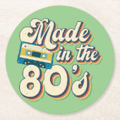 Made in de 80 Retro Wave  esthetica Ronde Kartonnen Onderzetter (Voorkant)