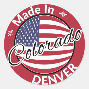 Made in Denver Colorado Vlag Verenigde Staten Ronde Sticker