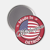 Made in Detroit Michigan USA Flag Magneet (Voorkant / Achterkant)