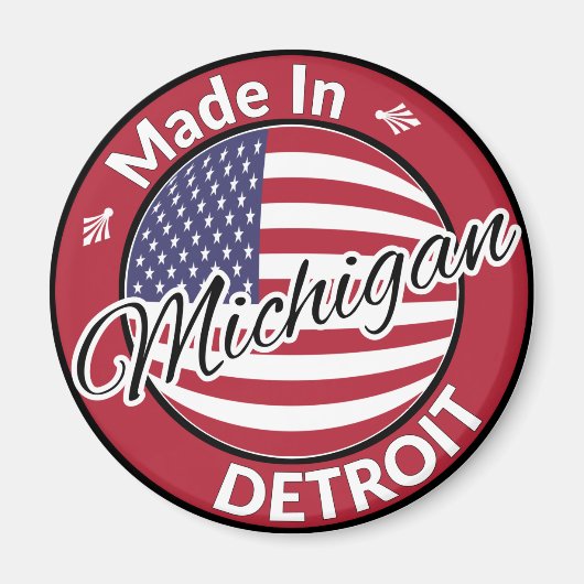 Made in Detroit Michigan USA Flag Magneet (Voorkant)