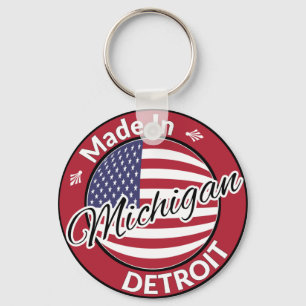 Made in Detroit Michigan USA Flag Sleutelhanger