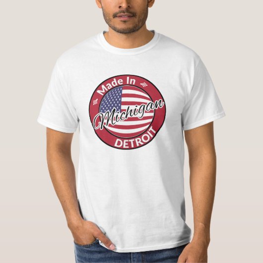 Made in Detroit Michigan USA Flag T-shirt (Voorkant)