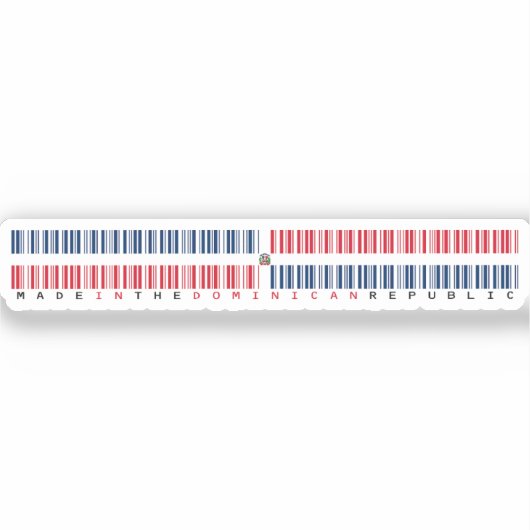Made in Dominican Republic Barcode Flag Sticker (Voorkant)