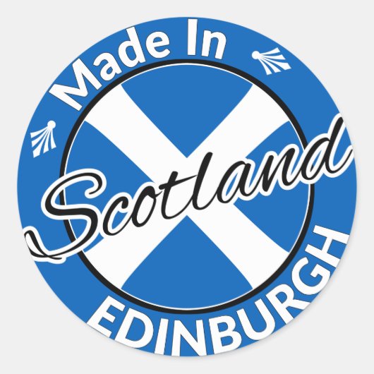 Made in Edinburgh Scotland Saltire Flag Ronde Sticker (Voorkant)