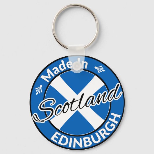 Made in Edinburgh Scotland Saltire Flag Sleutelhanger (Voorkant)