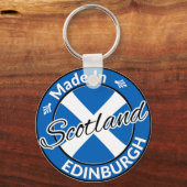 Made in Edinburgh Scotland Saltire Flag Sleutelhanger (Voorkant)