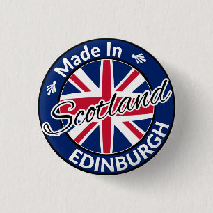 Made in Edinburgh Scotland Union Jack Flag Ronde Button 3,2 Cm