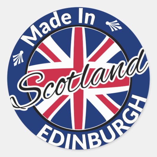 Made in Edinburgh Scotland Union Jack Flag Ronde Sticker (Voorkant)