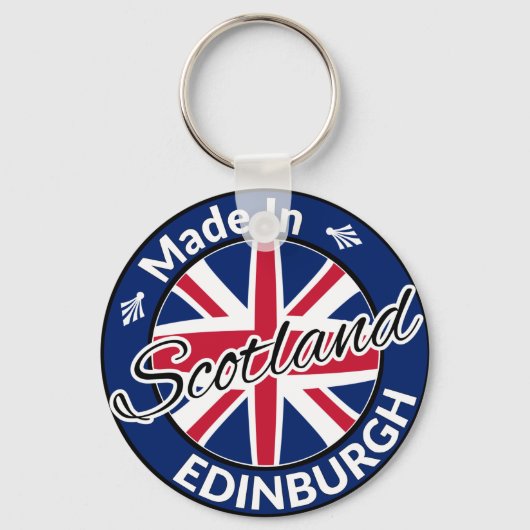Made in Edinburgh Scotland Union Jack Flag Sleutelhanger (Voorkant)