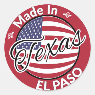 Made in El Paso Texas, Verenigde Staten vlag Ronde Sticker