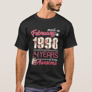 Made in februari 1998 Floral 24 jaar oud 24 jaar o T-shirt