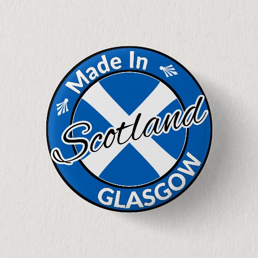 Made in Glasgow Scotland Saltire Flag Ronde Button 3,2 Cm (Voorkant)