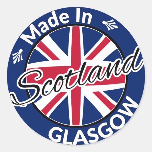 Made in Glasgow Scotland Union Jack Flag Ronde Sticker (Voorkant)