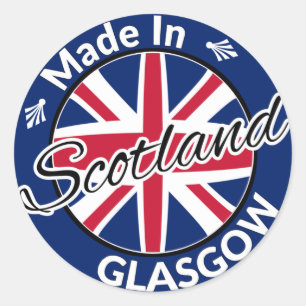 Made in Glasgow Scotland Union Jack Flag Ronde Sticker