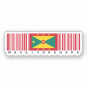 Made in Grenada Barcode Flag Sticker (Voorkant)